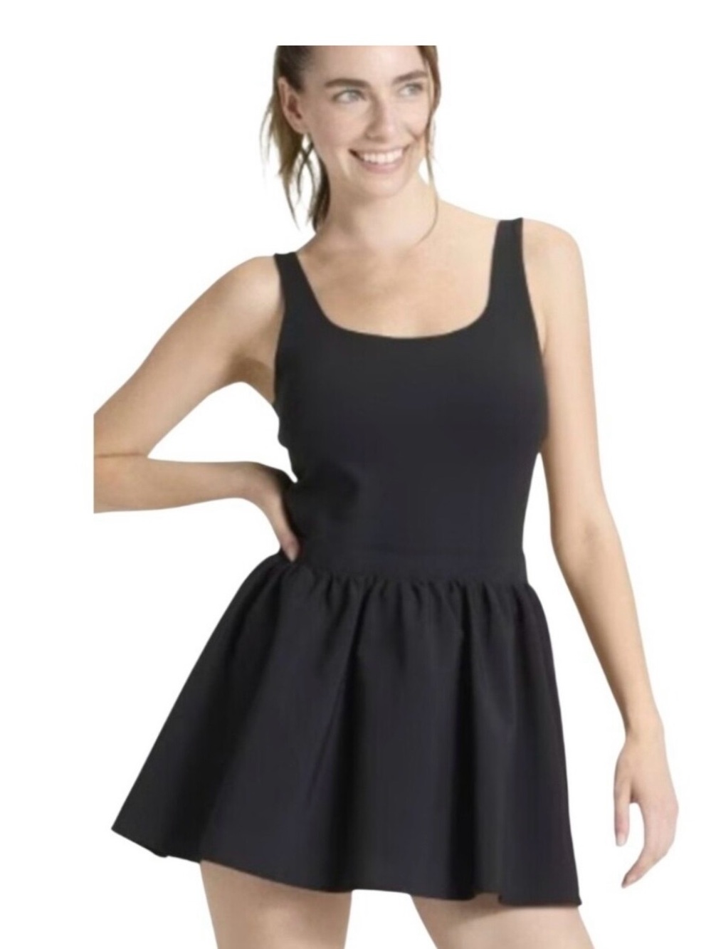 JoyLab Black Sleeveless Scoop Neck Mini Dress